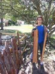 Tabitha making fence